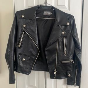 Faux leather biker jacket